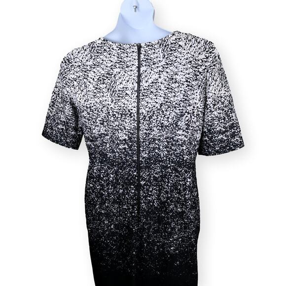 Tahari ASL Black Ivory "Bryant" Abstract Sheath Scuba Dress 14 NWT - Picture 6 of 9